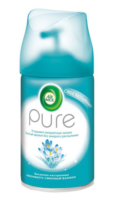 AIR WICK FRESHMATIC PURE, СМЕННЫЙ БАЛЛОН ДЛЯ АВТОМАТИЧЕСКОГО АЭРОЗОЛЬНОГО ОСВЕЖИТЕЛЯ ВОЗДУХА ВЕСЕННЕЕ НАСТРОЕНИЕ, 250 МЛ